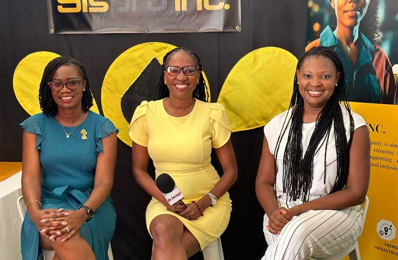 From left to right: Abbigale Loncke-Watson, Dr Melissa Varswyk and Ayodele Dalgety-Dean of the women-led Guyanese company Sispro