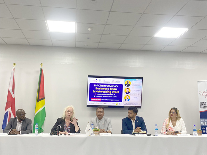 From left to right: Country Director for Trade and Investment, Sherwyn Naughton; British High Commissioner to Guyana, Jane Miller; Chief Investment Officer, Dr. Peter Ramsarrop; BritCham Chairman, Faizal Khan and Senior Business Development Executive, Debbie Persaud