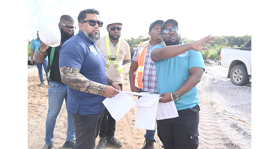 The Central Housing and Planning Authority’s Chief Executive Officer, Dr. Martin Pertab, along with other stakeholders during a series of site visits along the Soesdyke-Linden Highway and East Bank Demerara corridor on Friday