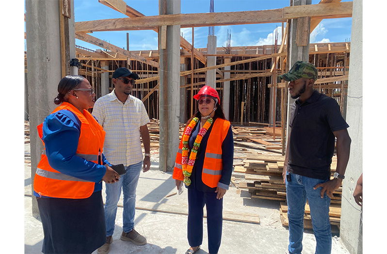 Minister within the Ministry of Local Government and Regional Development, Pauline Sukhai, during the site visit at Cotton Field Secondary School