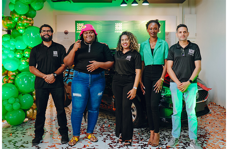 From Left to Right: Richard Das (MMG), A Sealey (Winner), Chandroutie Bhudram (MMG), Kyeara Duizer (MMG), and Raynol Narine (MMG)