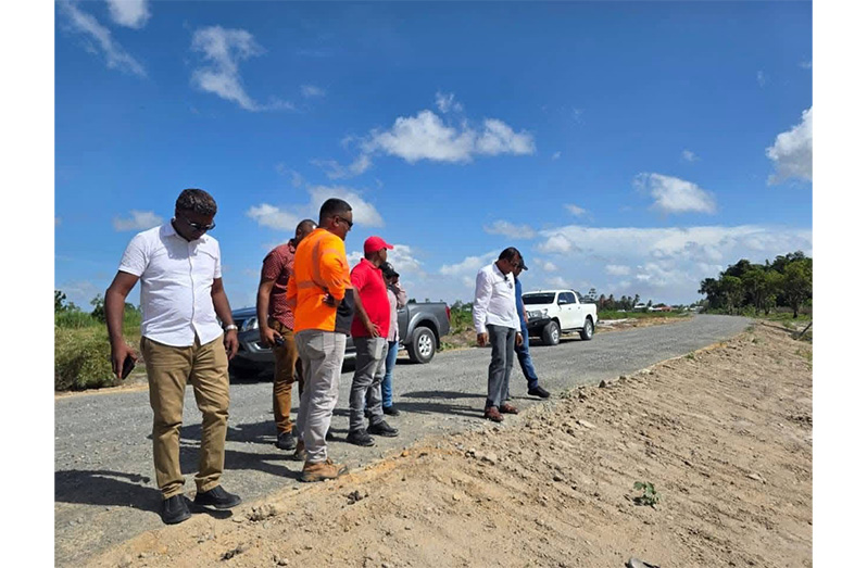 Minister within the Ministry of Public Works, Madanlall Ricky Ramraj (second from right) during the inspections