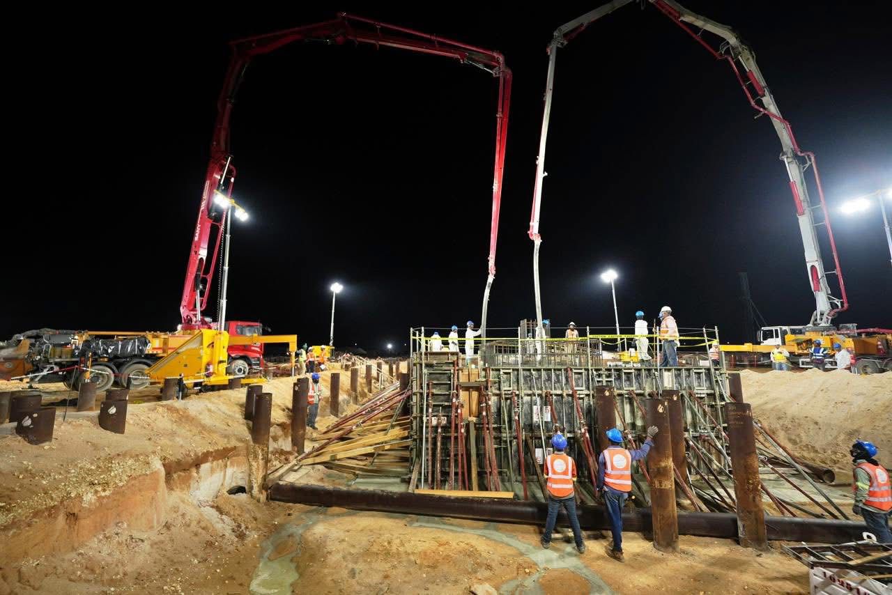 During a visit to the site at Wales, West Bank Demerara, on Friday night, President Dr. Mohamed Irfaan Ali commended the pace of development, describing the ongoing work as ‘tremendous’ (Office of the President photos)