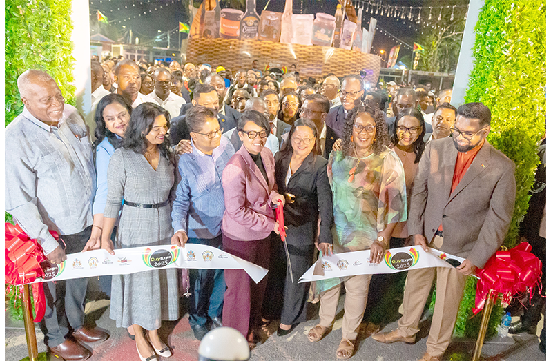 GuyExpo 2025 was launched on Thursday under the theme, “Transformation through Entrepreneurship and Innovation” at the National Exhibition Site, Sophia. The four-day event, which will end on Sunday, promises to be the place for networking, partnerships, sharing ideas and unbeatable bargains on products and services. Over 270 businesses have booths set up at the location. On hand to declare the expo open were President Dr. Irfaan Ali; Prime Minister, Brigadier (Ret’d), Mark Phillips; Minister of Tourism, Industry and Commerce, Susan Rodrigues, other senior government officials and special invitees (Delano Williams photo)