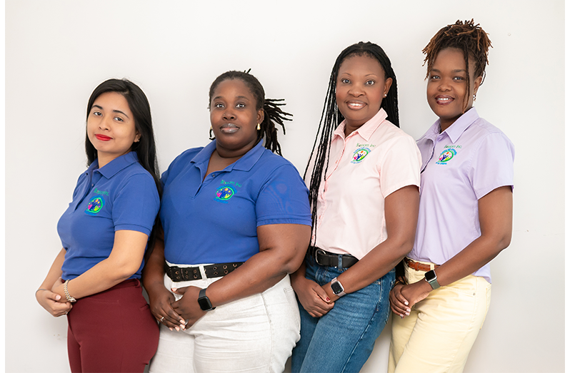 From left: Blossom Inc’s Office Manager Amy Azaire, Operations Coordinator Ronetta Knights, Founder and Managing Director Dr. Ayo Dalgety-Dean, and Programme Manager Leanna Thompson (Delano Williams photo)