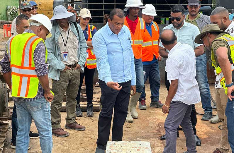 Minister Ramraj and team inspecting works at the Charity Wharf