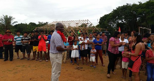 Public Works Minister Robeson Benn during his address to the residents of Kumaka in Region 1
