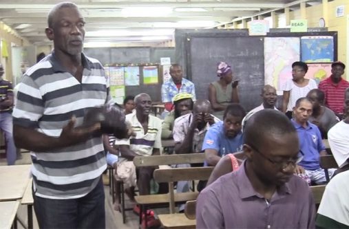 Residents voicing their concerns last week at the meeting with officials of the government