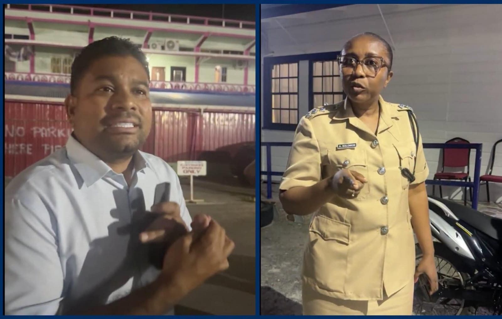 Opposition Leader Azruddin Mohamed at the police station last evening(Photos News Source)