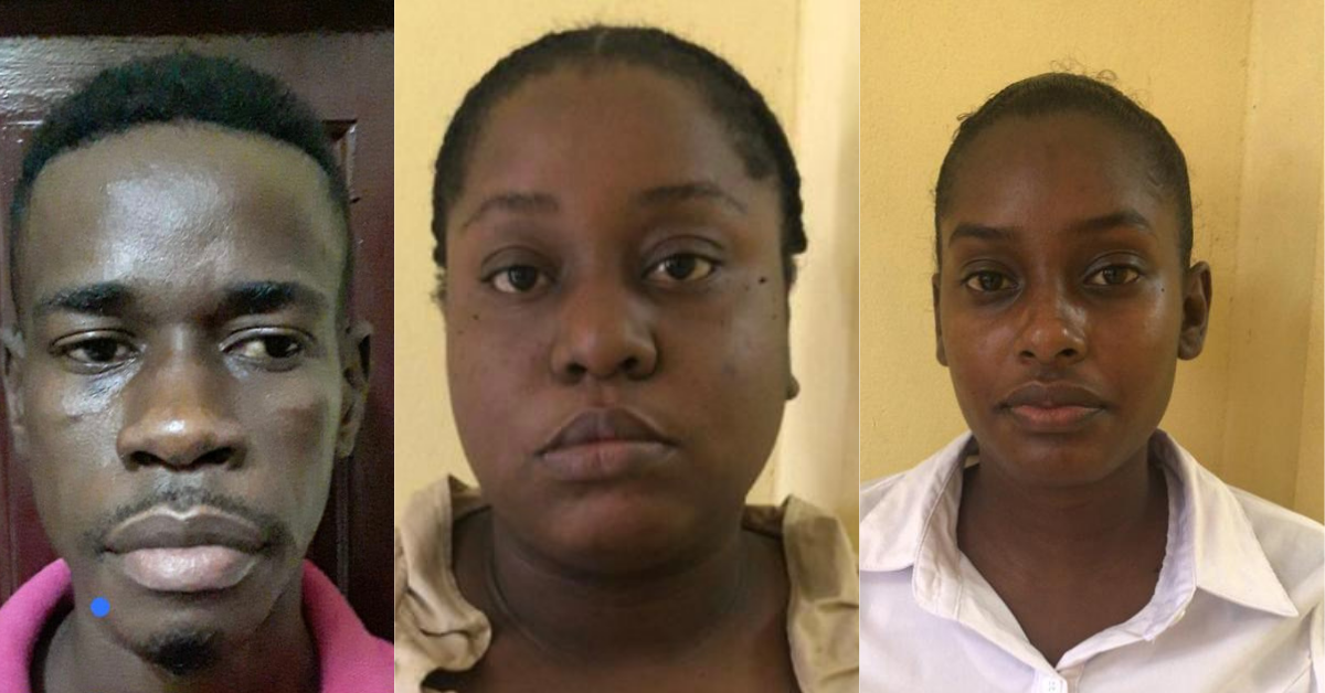 ACCUSED: Andel Valentine, Tiffany Pollard, and Olivia Bonus. 

Photos: Guyana Police Force