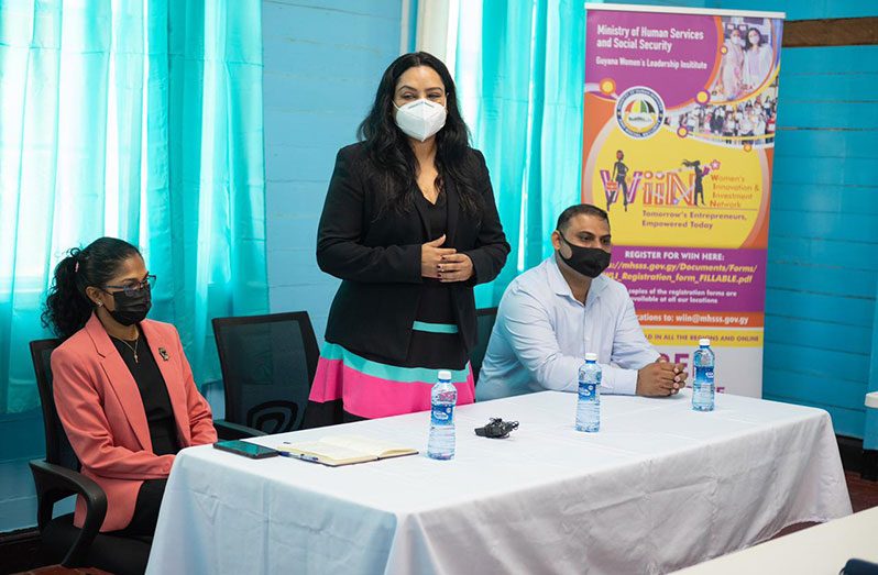 Minister of Human Services and Social Security, Dr. Vindhya Persaud sharing encouraging remarks to participants on Monday