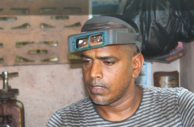 Seeram Madray practicing his craft in his workshop
outside of his East La Penitence home
(Photos by Japhet Savory)