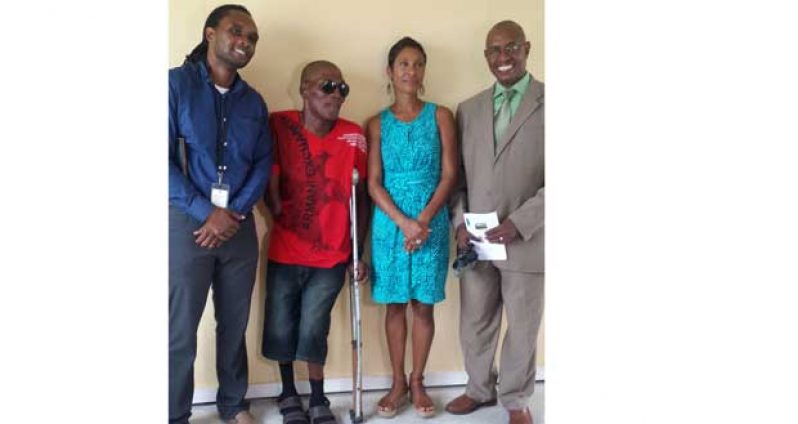 From left are  Mr. Rawle Small, National Director of Habitat for Humanity alongside new home-owner Clive Richmond, Ms. Anjuli Beharry, Director of Edward B Beharry & Company Ltd, and William Harris, Chairman of Habitat for Humanity Guyana