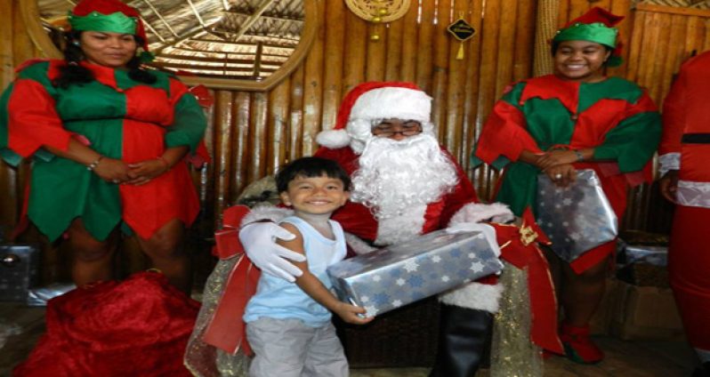 A child collects his gift