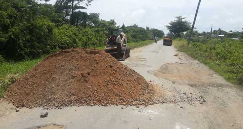 The road leading to Sophia is being revamped as part of the UG road rehabilitation project  (Photo by Shivanie Sugrim)
