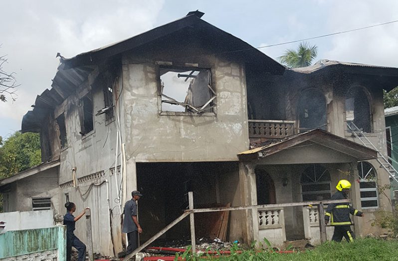 The house after the inferno on Friday afternoon