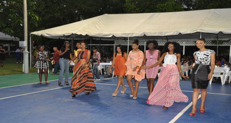 The models showcasing clothing and make-up designs by Marcie De Santos and Kelly Woolford