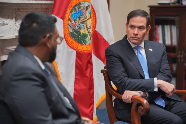 A previous meeting between President, Dr. Irfaan Ali and Marco Rubio, who is now the Secretary of State of the US