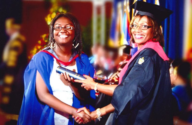 Kevon Sealey  during her graduation from the University of the West Indies