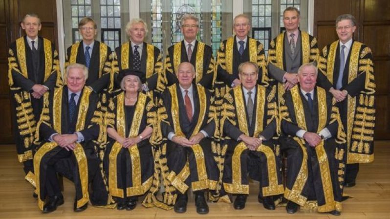 The 11 Supreme Court justices (pictured with Lord Toulson - top row, far left - who is now retired) rejected the government's argument by eight to three