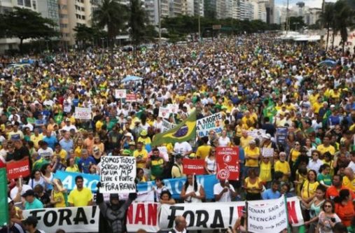 One of largest demonstrations took place along Rio's Copacabana beach