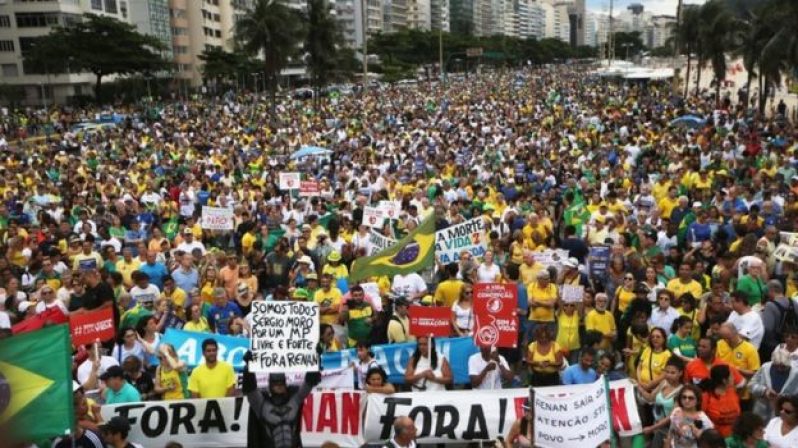 One of largest demonstrations took place along Rio's Copacabana beach