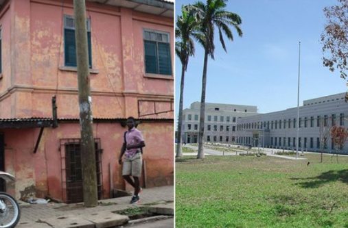 To the left is the fake embassy and to the right is the real one, in very different neighbourhoods of Accra