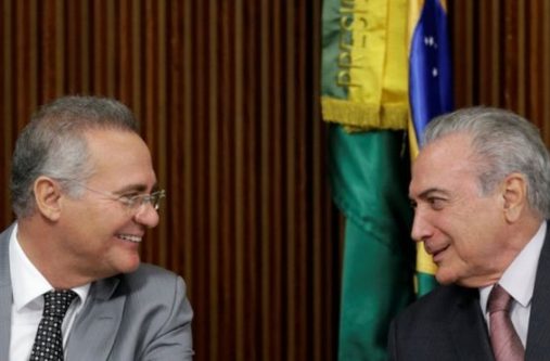Mr Calheiros (left) is the second in the line of succession to President Temer (right)