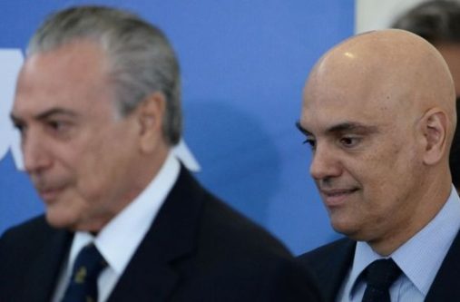 Mr Moraes (right) was appointed by Mr Temer (left) to the cabinet in May 2016