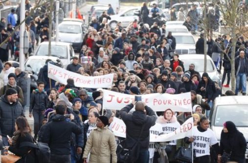 Hundreds marched on Monday in support of the man identified as Theo, but protests have also seen cars set alight and 24 arrests