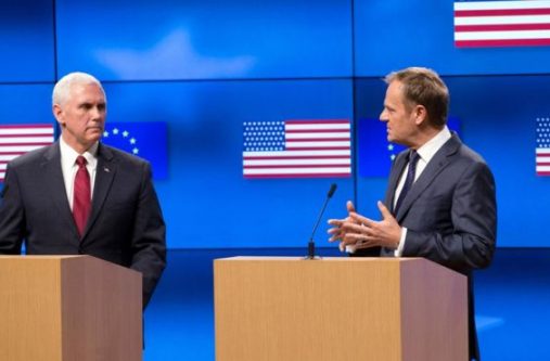 Donald Tusk (right) said the meeting with Mike Pence was "truly needed"