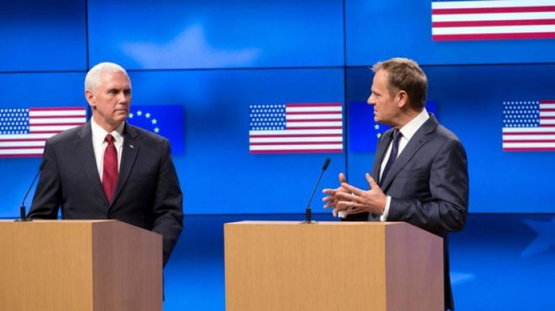Donald Tusk (right) said the meeting with Mike Pence was "truly needed"