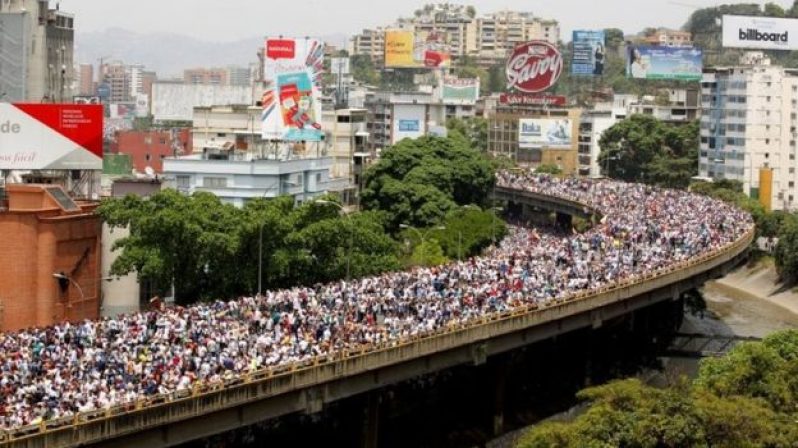 Anti-government protesters turned out in huge numbers in Caracas