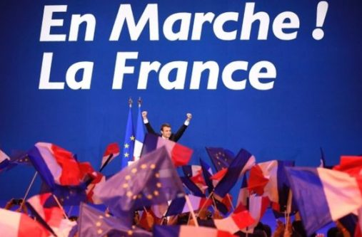 The presence of EU flags at Mr Macron's rally was not lost on supporters and opponents