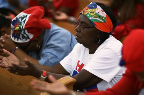 Parishioners in the Little Haiti neighbourhood in Miami, which hosts a large Haitian community