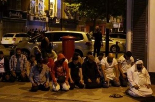 Prayers were held in the street in aftermath of the van attack