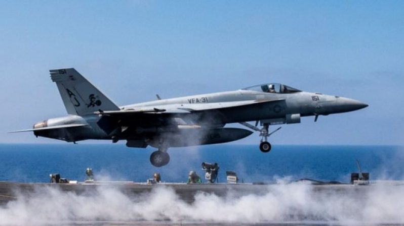 An F/A-18E Super Hornet (similar to the one pictured) shot down the Syrian plane