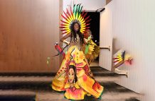 Miss Global International Winner Guyana’s Arian Dahlia Richmond. Her national costume designed by duo Roberto Teekah and Quinton Pearson, was inspired by Guyana’s beauty and natural diversity (Sourced photo)