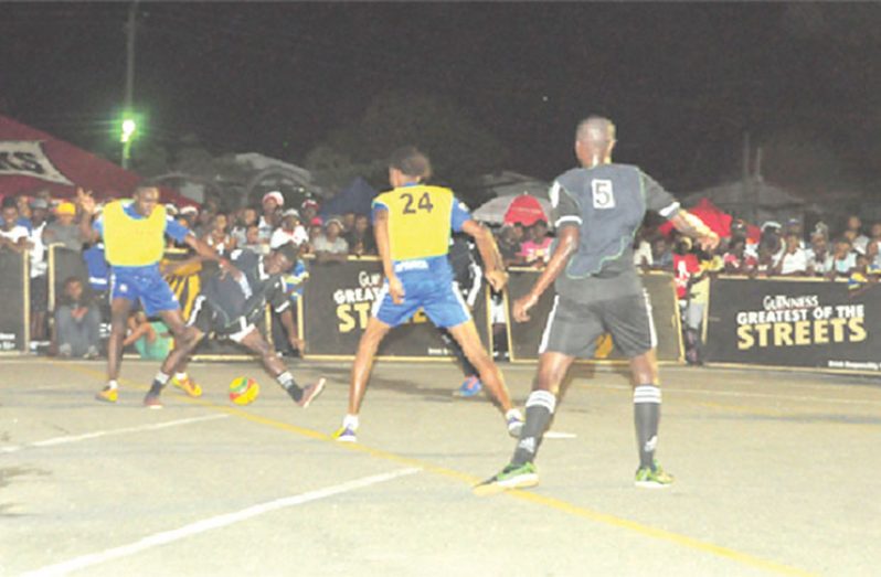 Action in a recent Guinness Street football tournament