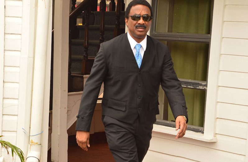 Attorney General Basil Williams exiting the Appeal Court after making his arguments on Tuesday
