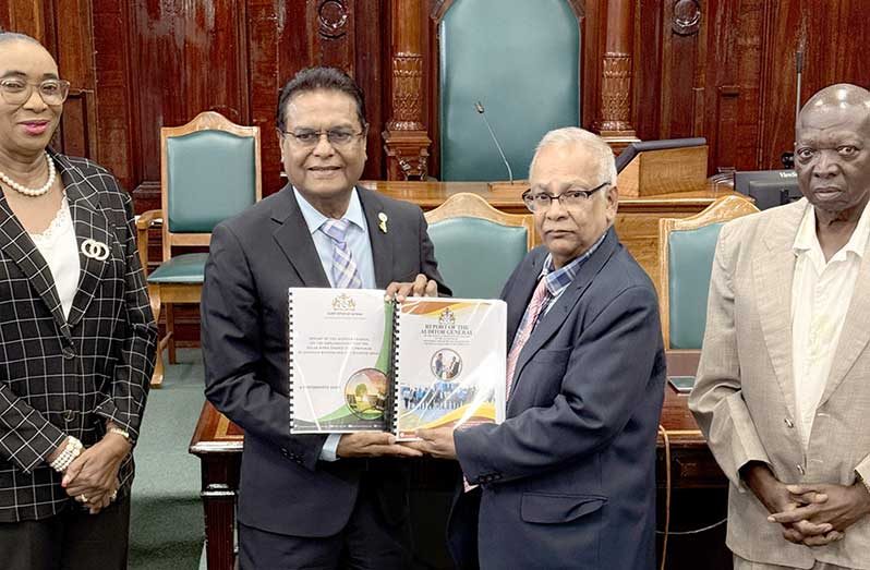 Speaker of the National Assembly, Manzoor Nadir (left) recently received the 2025 Auditor General’s report