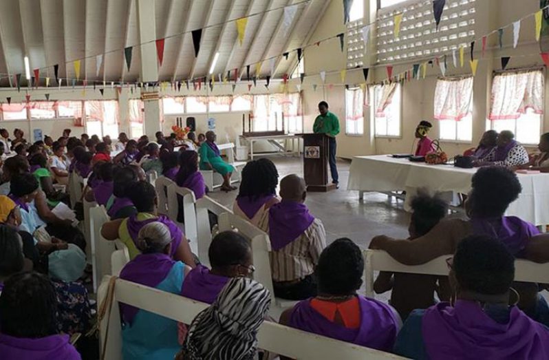 The Attorney General and Minister of Legal Affairs, Basil Williams, speaking at the East Coast Demerara Women’s Congress