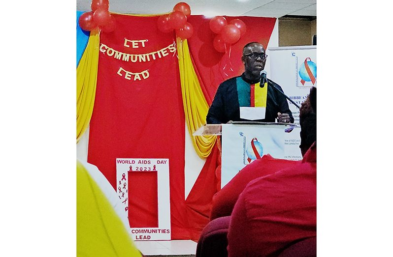 The Deputy Secretary-General of CARICOM, Dr. Armstrong Alexis, in his remarks on World AIDS Day at the CARICOM Headquarters