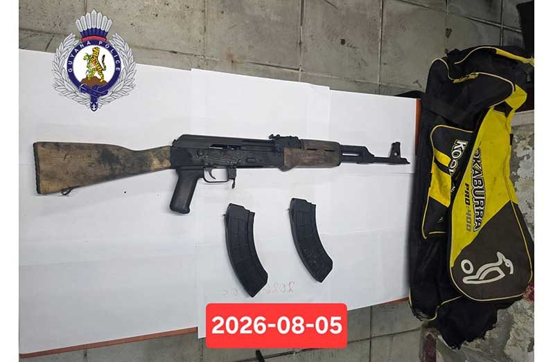During the operation, the ranks discovered the firearm and two AK magazines inside a bag that had been placed in a dry drain. No ammunition was found at the location