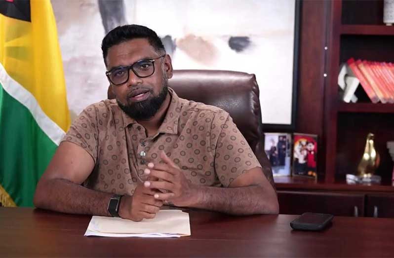 President Dr Irfaan Al during the live broadcast to the nation on Saturday