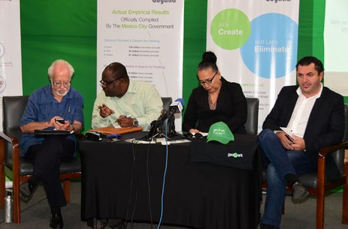 From left are: Public Relations Consultant, Kit Nascimento; Town Clerk, Royston King; Mayor Patricia Chase-Green and SCS Director, Amir Oren.