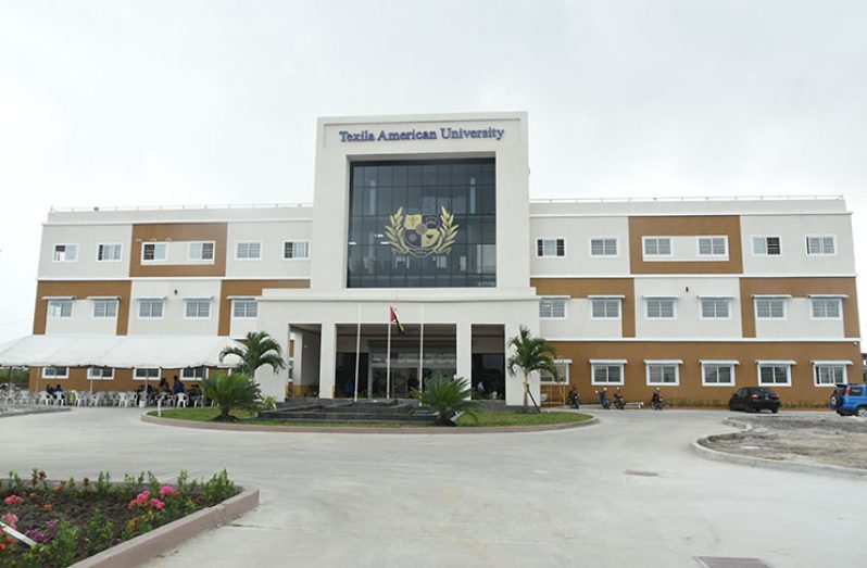 Front view of the Texila American University-Guyana campus at Providence, East Bank Demerara