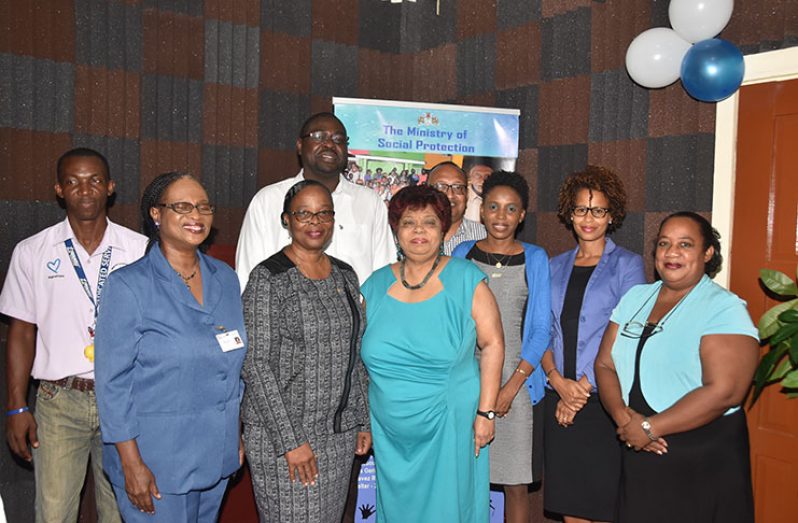 Min Amna Ally (third from left) with members of the Visiting Committee.  At second left (rear) is Mr Whentworth Tanner, Director of Social Services (Adrian Narine photo)