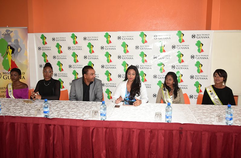Members of the Miss World Guyana 2018 team at the press conference on Wednesday at Pegasus.