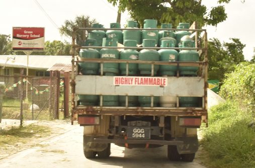 The canter truck which distributes gas to the community